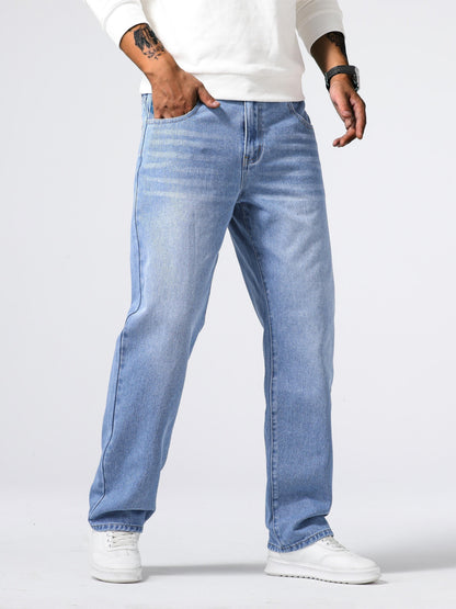 Relaxed Fit Regular Men's Jeans - Lucas-Royal Blue-30-Nora Luxe