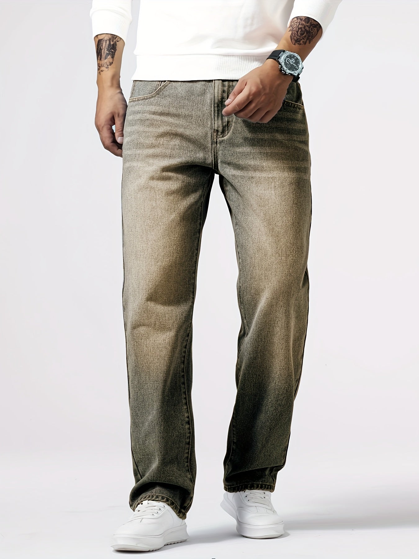 Comfortable Straight Leg Men's Jeans - Pexav