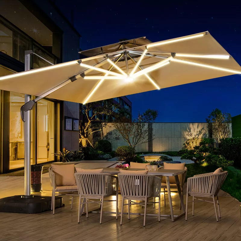 Waterproof LED Folding Garden Umbrella - Pexav