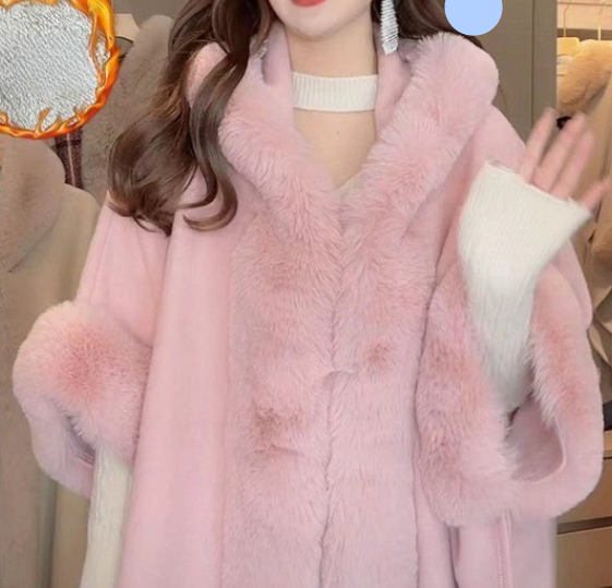 Cozy Women's Fleece Lined Hooded Poncho