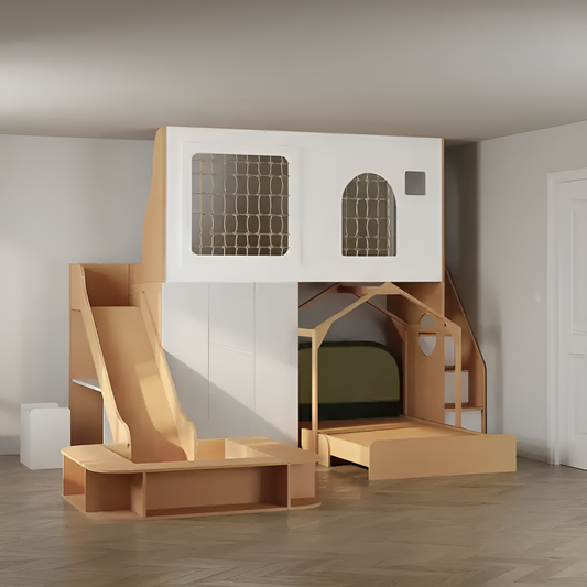 Fun Double Decker Wooden Bunk Bed Slide Set - Pexav