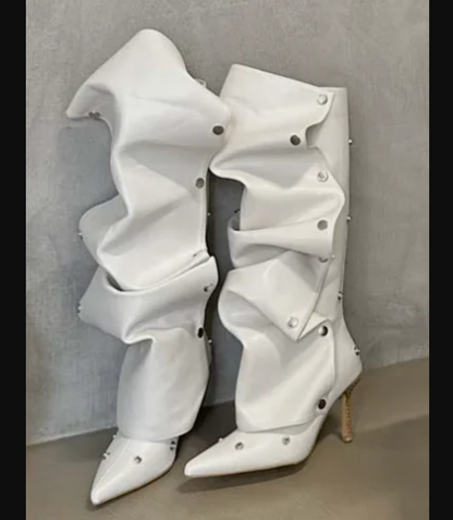 Tall Denim Jeans High Heeled Ankle Boots