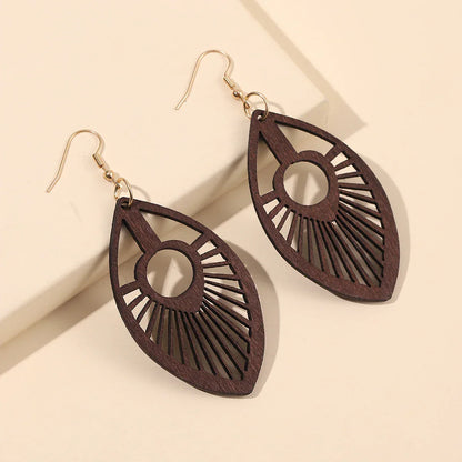 Retro Carved Wooden Earrings | Unique Handmade Jewellery-EVILEYE-Nora Luxe