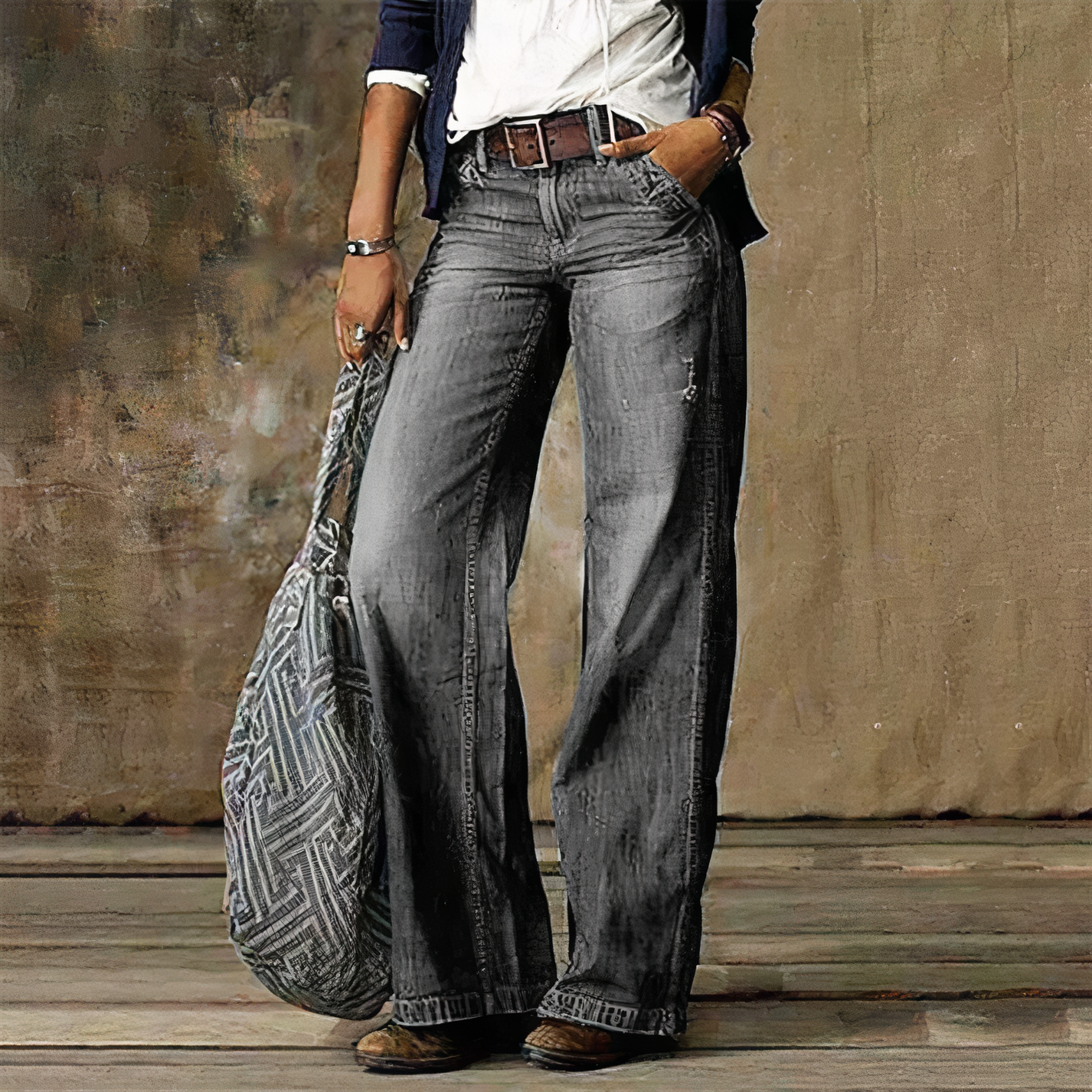 Retro High-Waist Denim Women's Jeans - Emma-Light Gray-XS-Nora Luxe