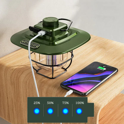 Retro Rechargeable LED Camping Lantern - NostalgiaGlow-Green-Nora Luxe
