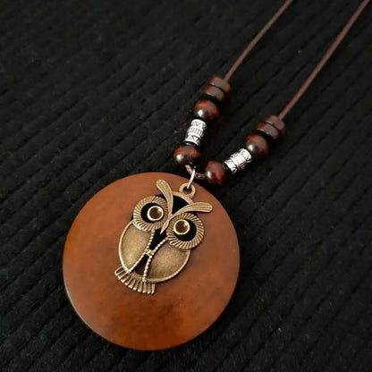 Vintage Circle Wood Pendant | Classic Bohemian Jewelry - Pexav