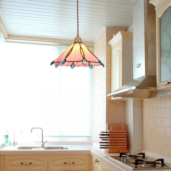 Vintage Tiffany Stained Glass Pendant Light