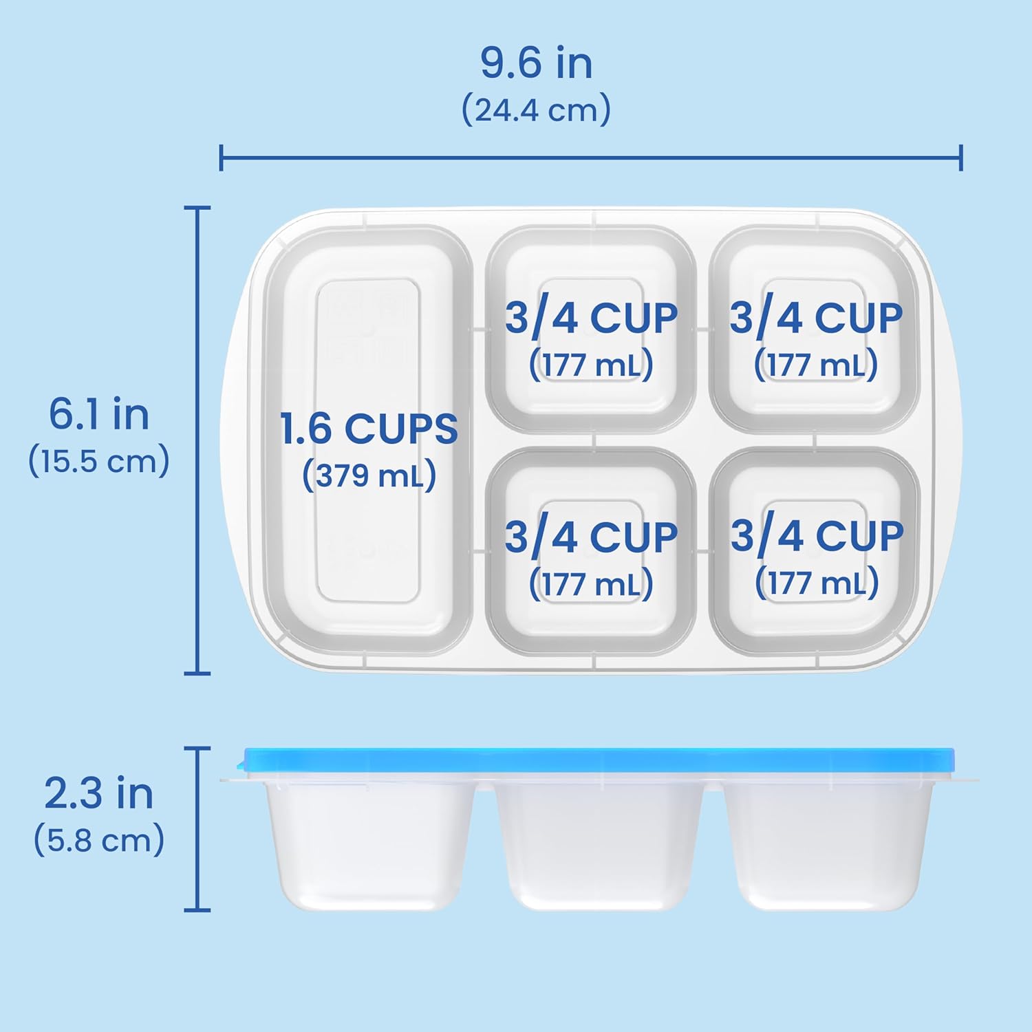 Reusable 5-compartment Food Storage Containers – 8-piece Set-Brightly colored-Nora Luxe