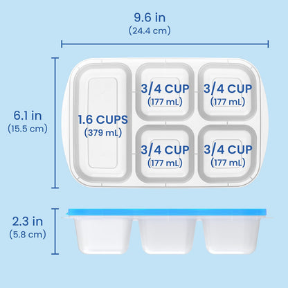 Reusable 5-compartment Food Storage Containers – 8-piece Set-Brightly colored-Nora Luxe