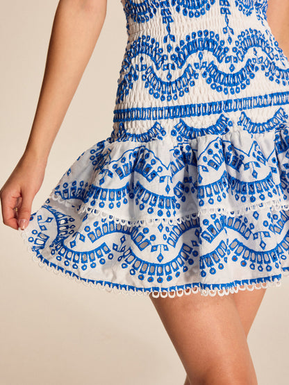 Sleeveless Ruffled Layered Scalloped Edge Summer Dress