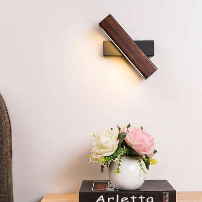 Rotatable Wooden LED Wall Lamp - Jasper-Dark Wood-Small - 8.27 × 1.97 inches-Nora Luxe
