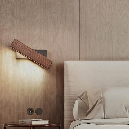 Rotatable Wooden LED Wall Lamp - Jasper-Dark Wood-Small - 8.27 × 1.97 inches-Nora Luxe