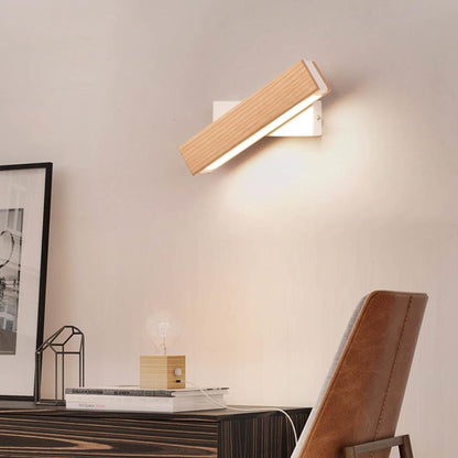 Rotatable Wooden LED Wall Lamp - Jasper-Dark Wood-Small - 8.27 × 1.97 inches-Nora Luxe