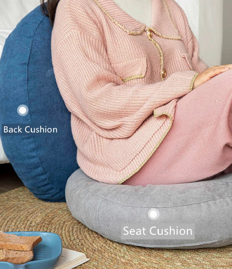 Round Meditation and Yoga Cushion - ZenCushion-Blue-16.54 in-Nora Luxe