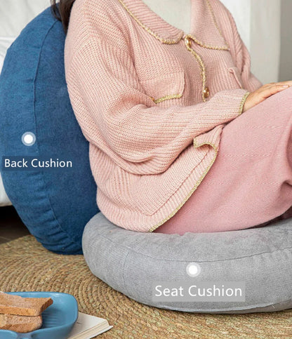 Round Meditation and Yoga Cushion - ZenCushion-Blue-16.54 in-Nora Luxe