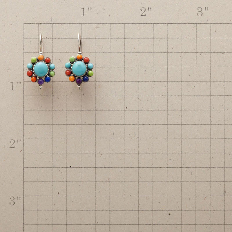 Round Turquoise Earrings in Colourful Design - Selina-Nora Luxe