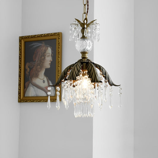 Vintage Floral Glass Pendant Light Fixture - Pexav
