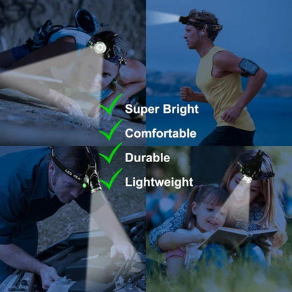 Bright Rechargeable Zoom LED Headlight Flashlight Torch