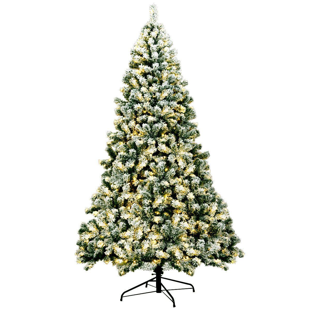 7.5Ft Deluxe Pre-Lit Snowy Artificial Christmas Tree With 550 Lights - Pexav
