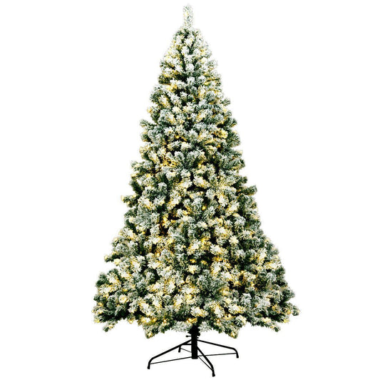 7.5Ft Deluxe Pre-Lit Snowy Artificial Christmas Tree With 550 Lights - Pexav
