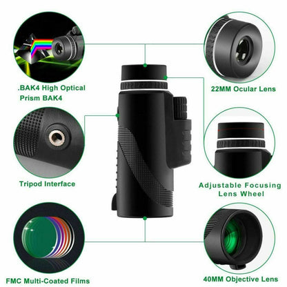 Waterproof HD Phone Monocular Telescope Camera Lens