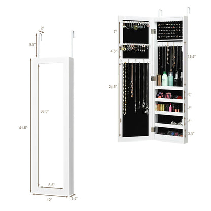 Stylish Hanging LED Jewelry Cabinet Mirror Organizer