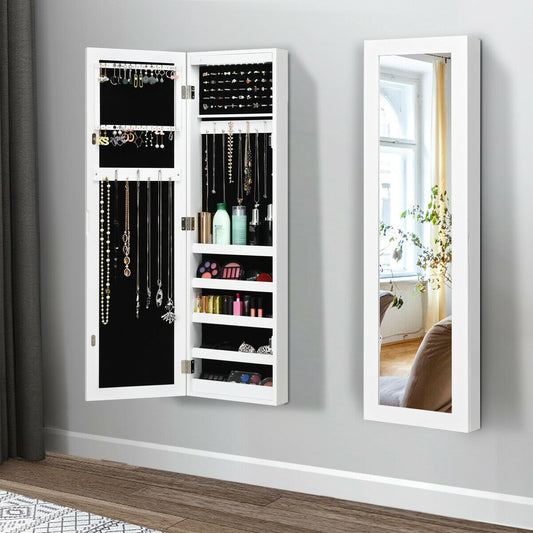 Stylish Hanging LED Jewelry Cabinet Mirror Organizer - Pexav