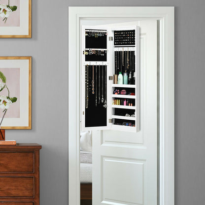Stylish Hanging LED Jewelry Cabinet Mirror Organizer