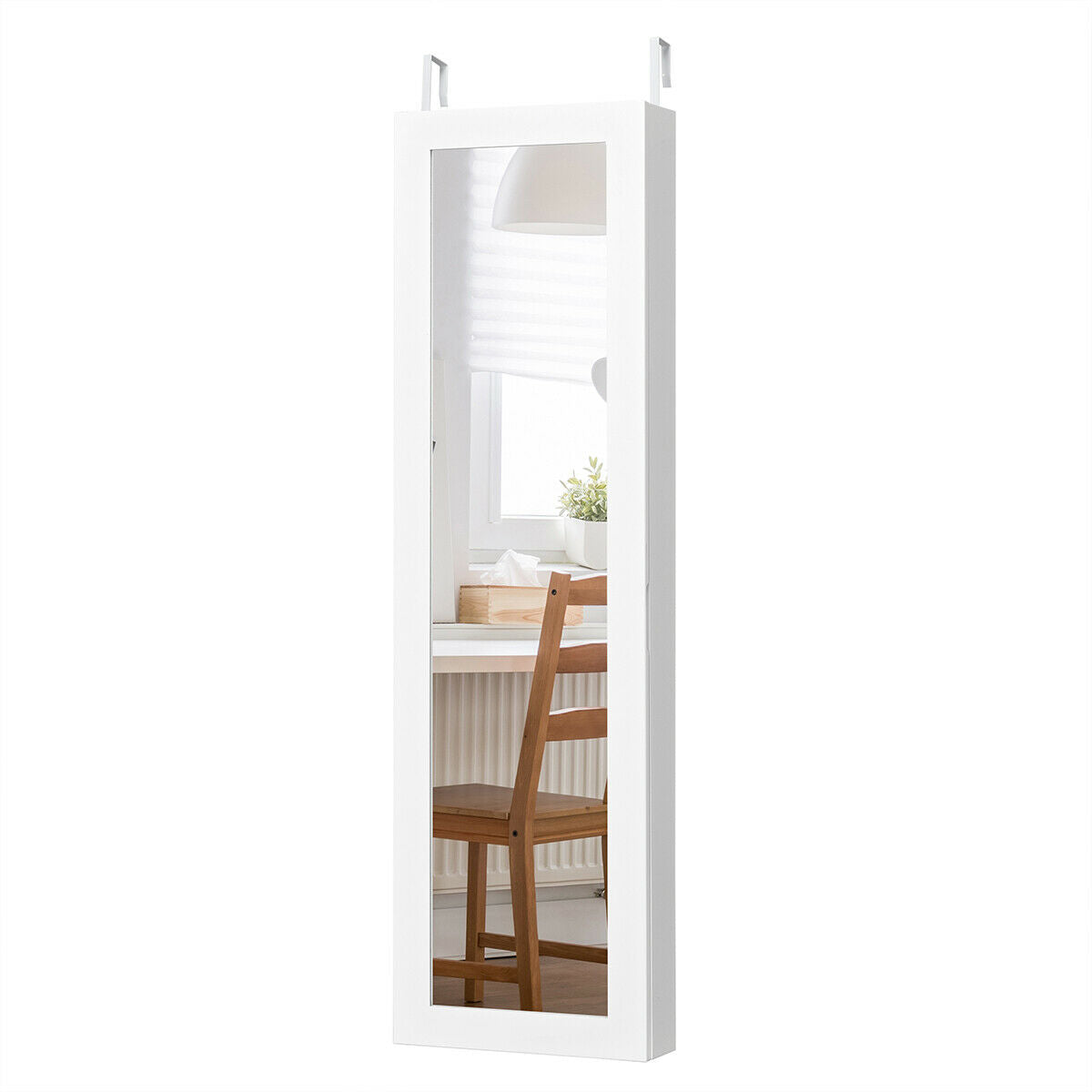 Stylish Hanging LED Jewelry Cabinet Mirror Organizer