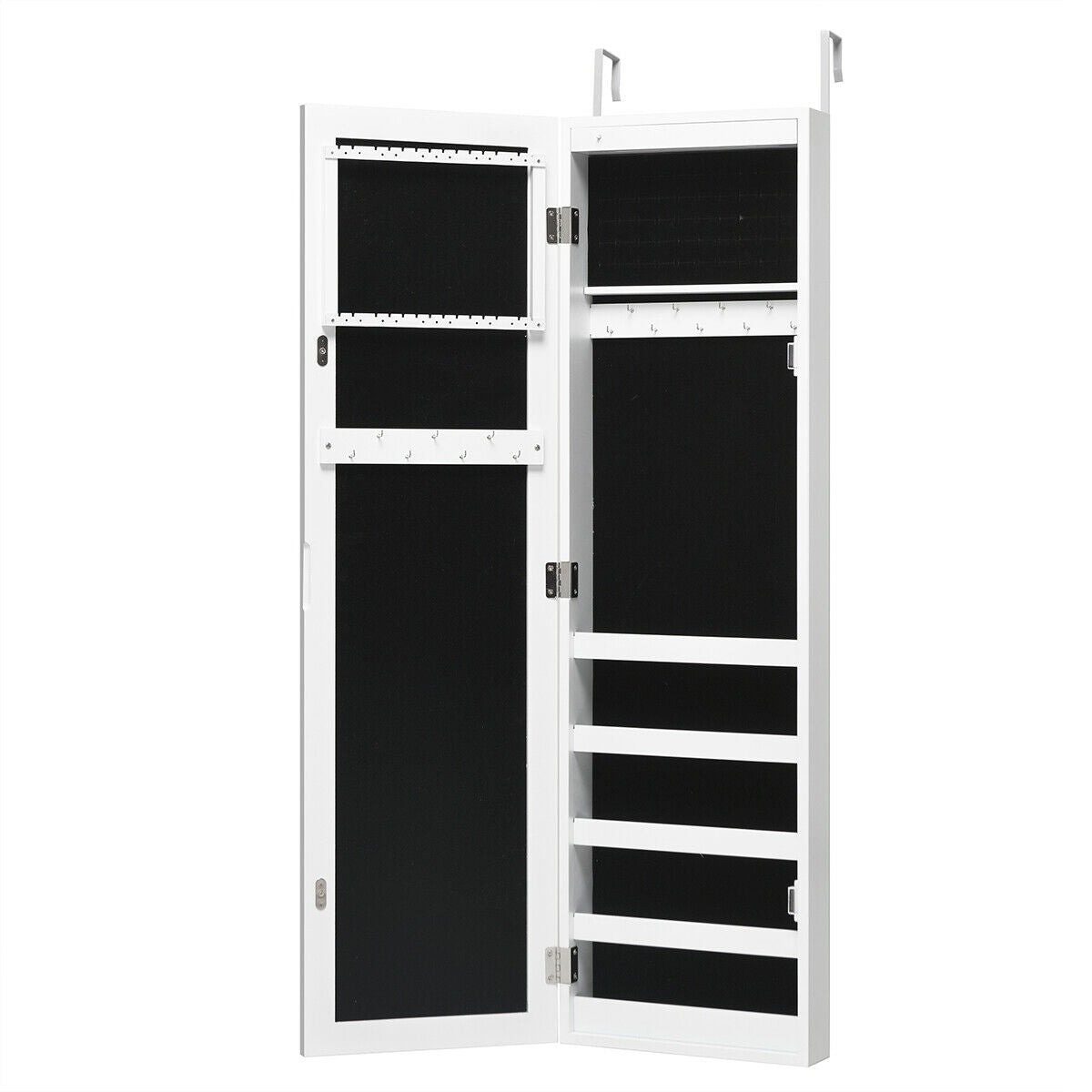 Stylish Hanging LED Jewelry Cabinet Mirror Organizer