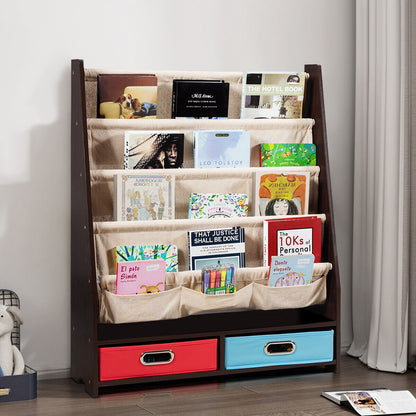 Children's Sturdy Wooden Bookcase Storage Shelf
