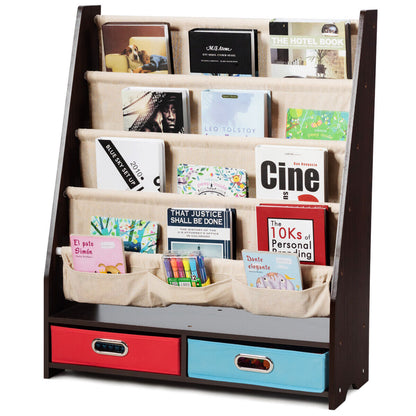 Children's Sturdy Wooden Bookcase Storage Shelf