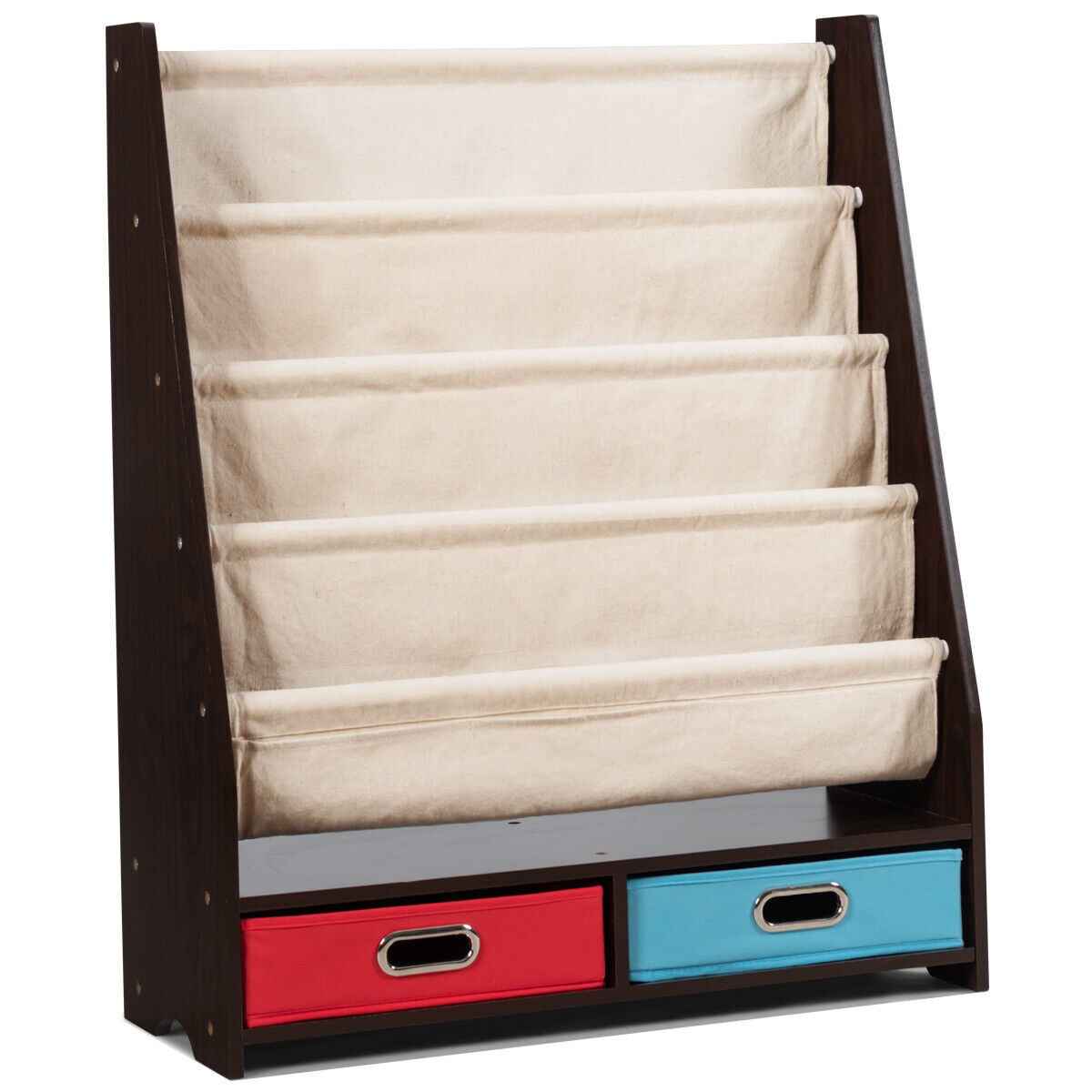 Children's Sturdy Wooden Bookcase Storage Shelf