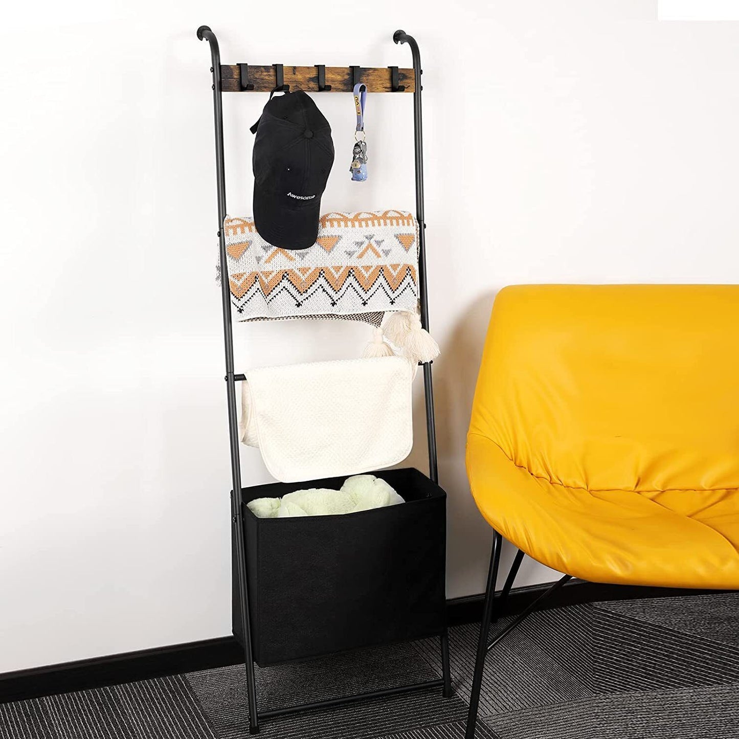 Space Saving Foldable Blanket Storage Ladder Rack
