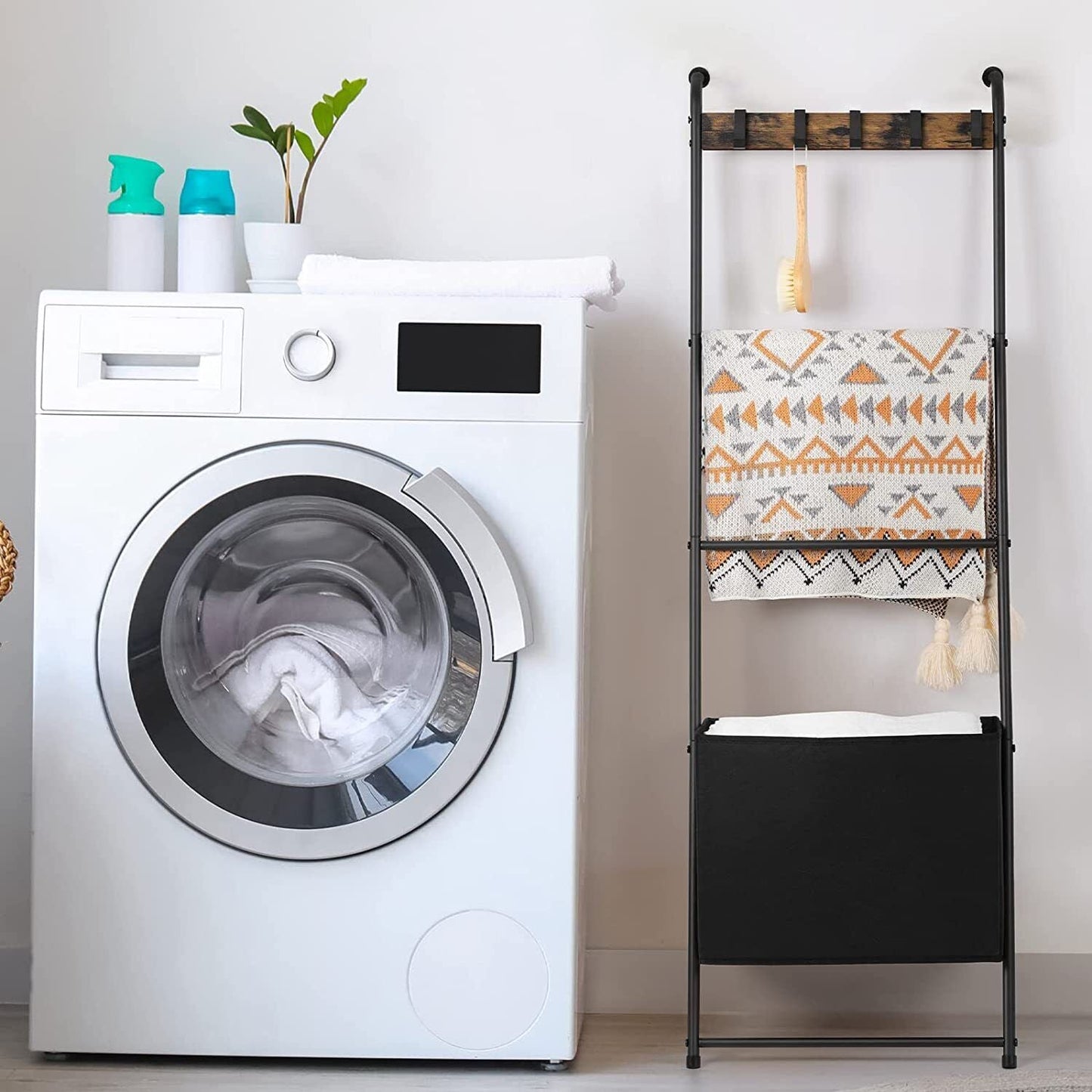 Space Saving Foldable Blanket Storage Ladder Rack