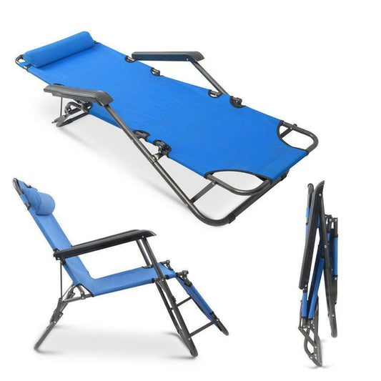 Sturdy Collapsible Outdoor Recliner Beach Chair - Pexav