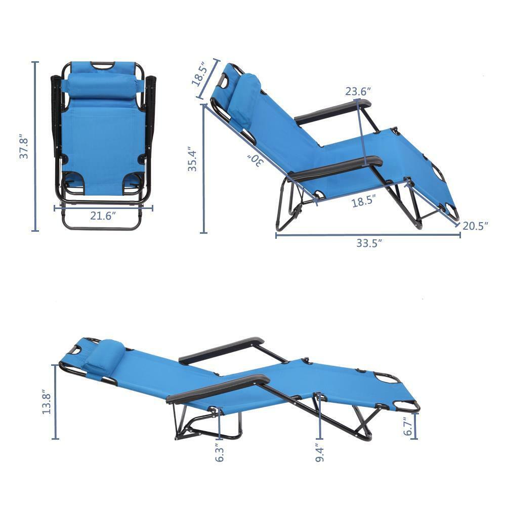 Sturdy Collapsible Outdoor Recliner Beach Chair
