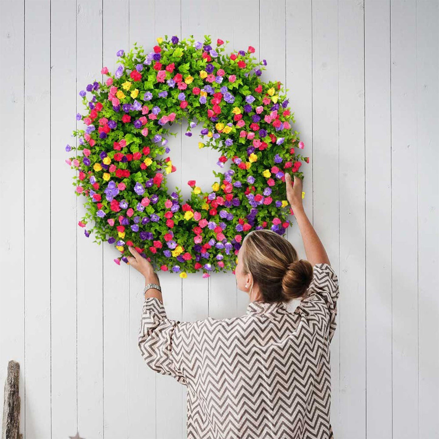 Vibrant Spring Floral Door Wreath Arrangement - Pexav