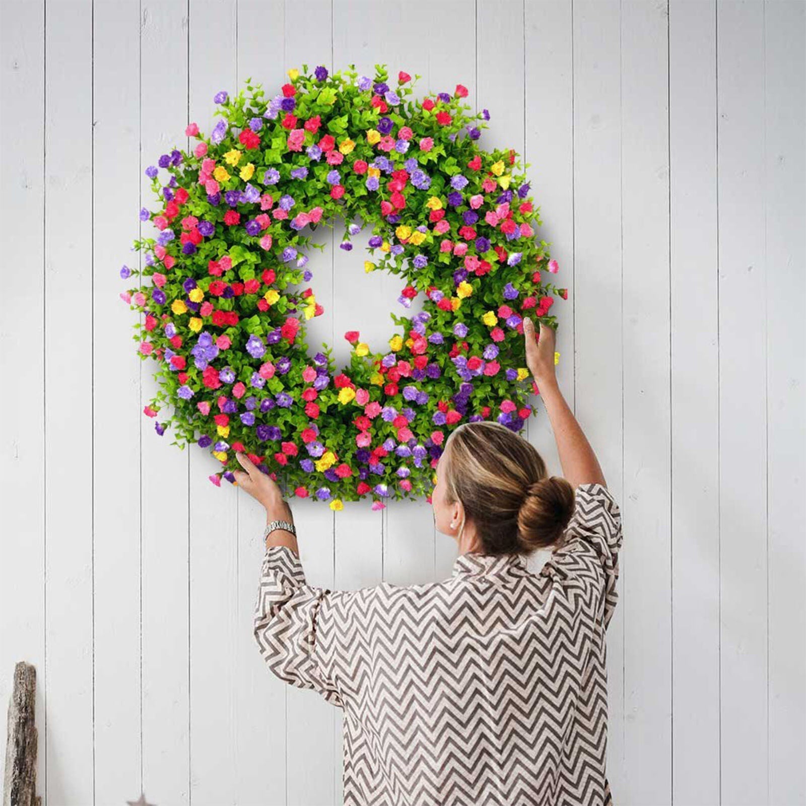 Vibrant Spring Floral Door Wreath Arrangement - Pexav