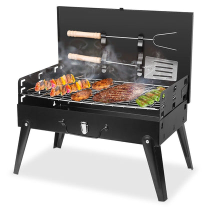 Compact Portable Camping Charcoal BBQ Grill Set