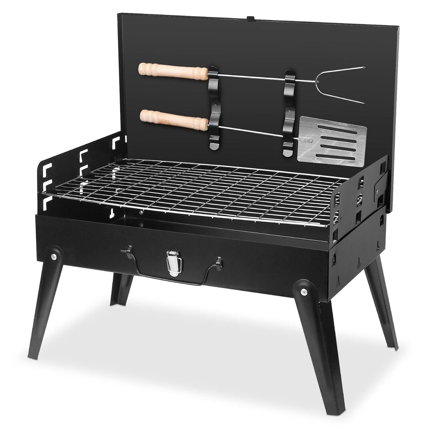 Compact Portable Camping Charcoal BBQ Grill Set