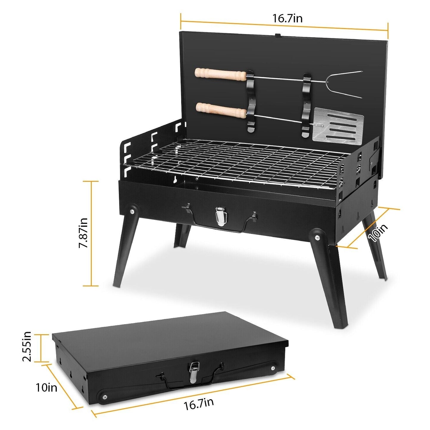 Compact Portable Camping Charcoal BBQ Grill Set