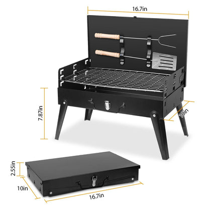 Compact Portable Camping Charcoal BBQ Grill Set