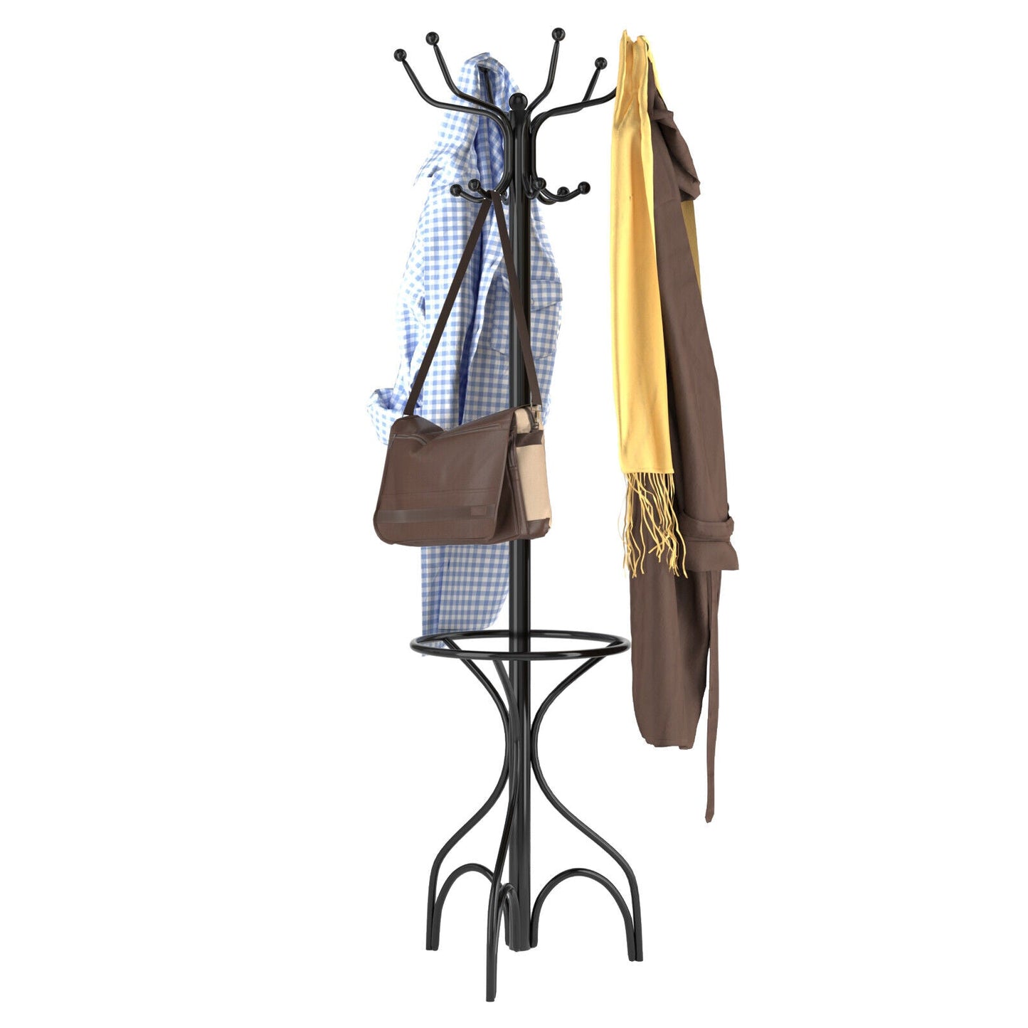 Classic Standing Hall Tree Coat Hook Rack - Pexav