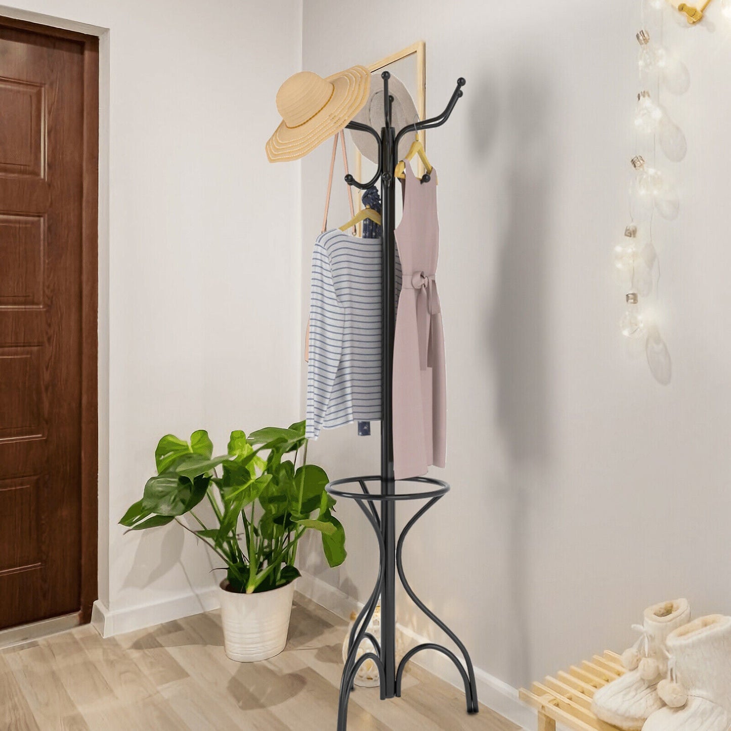 Classic Standing Hall Tree Coat Hook Rack