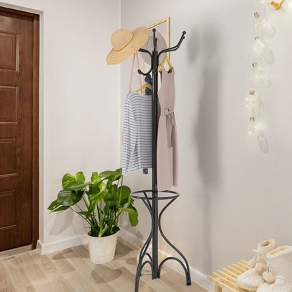 Classic Standing Hall Tree Coat Hook Rack