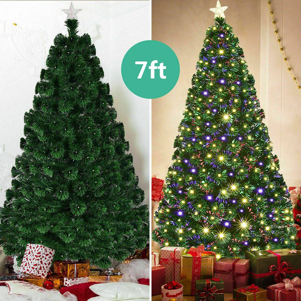 Tall 7ft LED Lit Christmas Tree with Star Topper - Pexav
