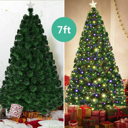 Tall 7ft LED Lit Christmas Tree with Star Topper - Pexav