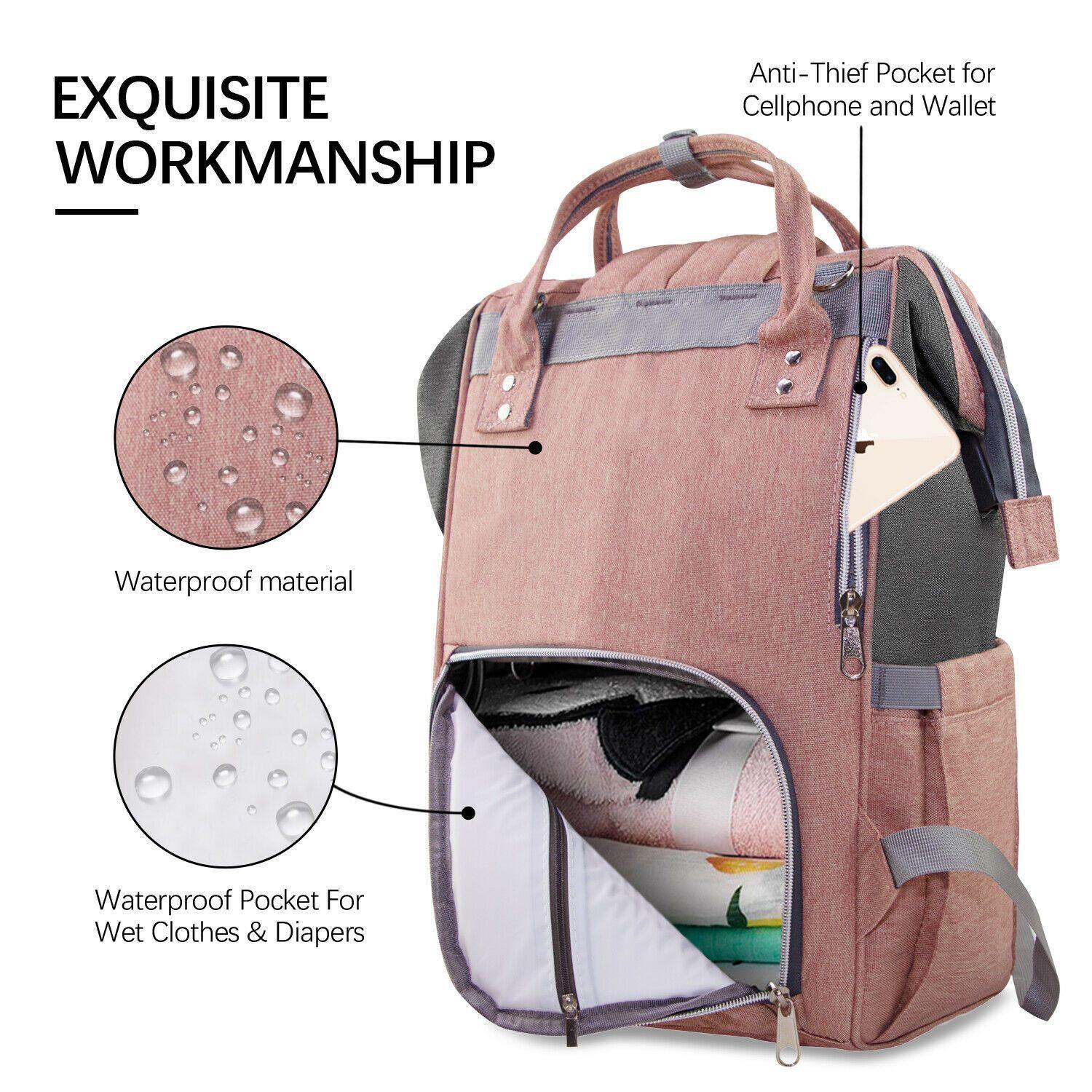 USB Baby Diaper Bag With Feeding Bottle Bag - Until Times Up