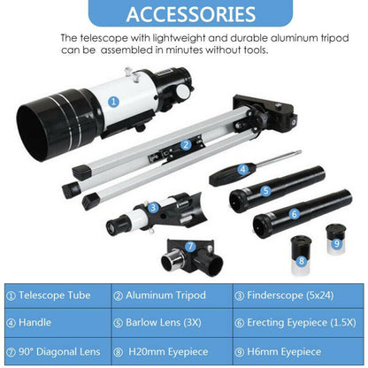 70mm Astronomical Refractor Telescope With Tripod - Until Times Up